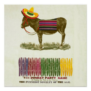 Vintage-Partyspiel: Pin the Tail on the Donkey Poster