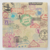 Vintage Pass-Briefmarken-MarmorsteinUntersetzer Steinuntersetzer (Vorderseite)