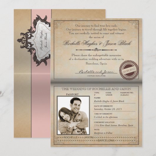 Vintage Pass-Einladung Einladung (Vorne/Hinten)