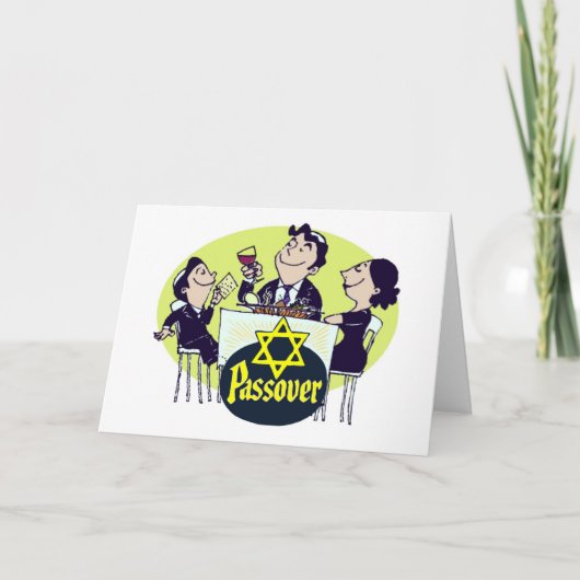 Vintage Passahfest-Familie Karte (Vorderseite)