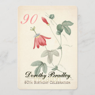 Vintage Passiflora 90. Geburtstagsparty Einladung