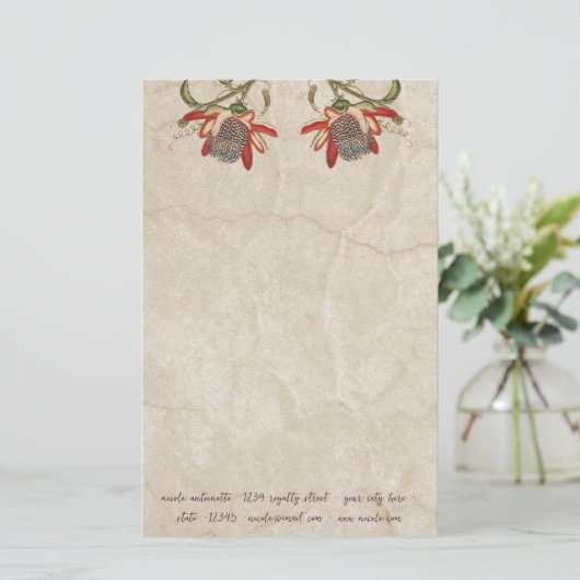 Vintage Passion-Blume Briefpapier (Stehend Vorderseite)