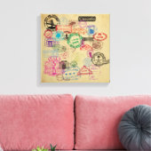 Vintage Passport-Briefmarke Leinwanddruck (Insitu (Wohnzimmer))