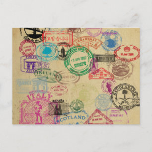 Vintage Passport-Briefmarke Postkarte