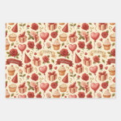 Vintage Pastel Birthday Valentine Motif Pattern Geschenkpapier Set (Vorderseite)