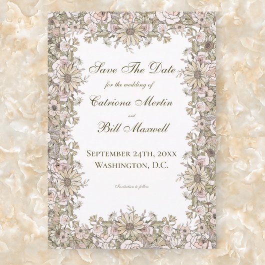 Vintage Pastel Daisy Save the Date-Karte Einladung