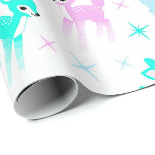 Vintage Pastel Deer Niedliches Weihnachtsmuster Geschenkpapier (Rolleneckpunkt)