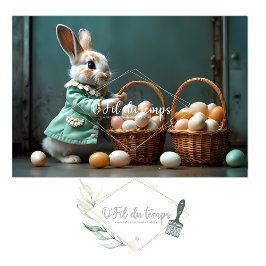 Vintage Pastel Easter Bunny With Egg Basket Seidenpapier