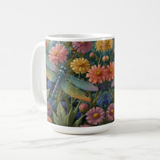 Vintage pastel floral garden dragonfly  kaffeetasse (Vorderseite Links)