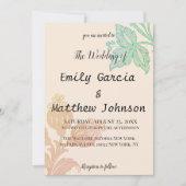 Vintage Pastel floral Peach Green Hochzeit Einladung (Vorderseite)