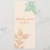Vintage Pastel floral Peach Green Hochzeit Menükarte (Rückseite)