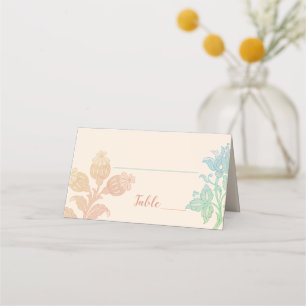 Vintage Pastel floral Peach Green Hochzeit Platzkarte
