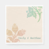 Vintage Pastel floral Peach Green Hochzeit Serviette (Vorderseite)
