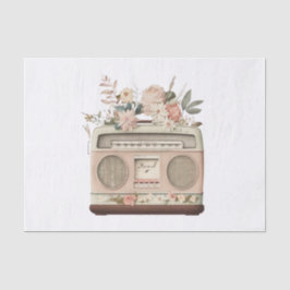 Vintage Pastel Floral Radio Art Decoupage Seidenpapier