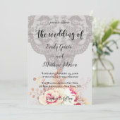 Vintage Pastel Floral Rose Hochzeit Einladung (Stehend Vorderseite)