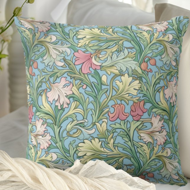 Vintage Pastel florale Jugendstil-Dekoration Kissen (Vintage Pastel Floral Art Nouveau Decorative Throw Pillow)