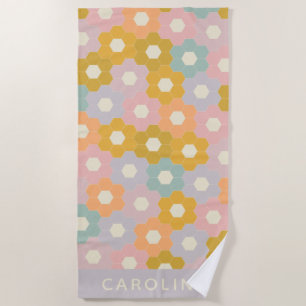 Vintage Pastel Hexagon Blume Muster Personalisiert Strandtuch