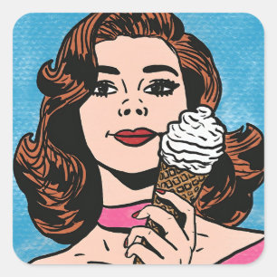 Vintage Pastel Ice Cream Comic Sticker