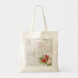 Vintage Pastel Traditionelle japanische Illustrati Tragetasche
