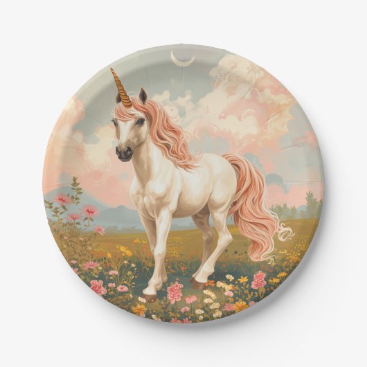 Vintage Pastel Unicorn Paper Teller (Vorderseite)