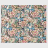 Vintage Pastel Weihnachtskarten-Collage Geschenkpapier (Flach)