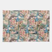 Vintage Pastel Weihnachtskarten-Collage Geschirrtuch (Horizontal)