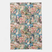 Vintage Pastel Weihnachtskarten-Collage Geschirrtuch (Vertikal)