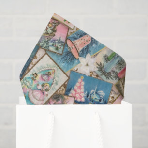 Vintage Pastel-Weihnachtskarten-Collage Seidenpapier