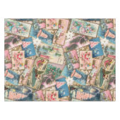Vintage Pastel Weihnachtskarten-Collage Tischdecke (Vorderseite (Horizontal))
