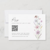 Vintage Pastel Wildblumen QR Code Hochzeit RSVP Karte (Vorderseite)