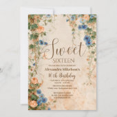 Vintage Pastel Wildflower Sweet Sixteen Einladung (Vorderseite)