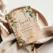 Vintage Pastel Wildflower Sweet Sixteen