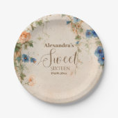 Vintage Pastel Wildflower Sweet Sixteen Pappteller (Vorderseite)