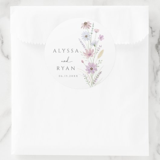 Vintage Pastel Wildflower Wedding Runder Aufkleber (Tasche)
