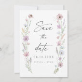 Vintage Pastel Wildflower Wedding Save the Date Einladung (Vorderseite)
