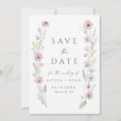 Vintage Pastel Wildflower Wedding Save the Date Einladung (Vorderseite)