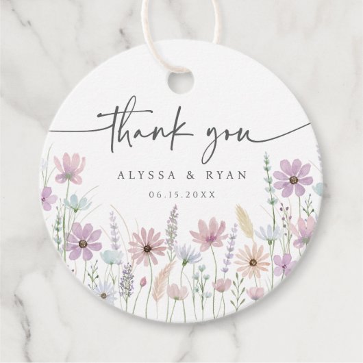 Vintage Pastel Wildflower Wedding Thank You Geschenkanhänger (Vorderseite)