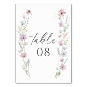 Vintage Pastel Wildflower Wedding Tischnummer (Rückseite)