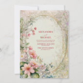 Vintage Pastelblume Jugendstil-Hochzeit Einladung (Vorderseite)