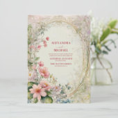 Vintage Pastelblume Jugendstil-Hochzeit Einladung (Stehend Vorderseite)