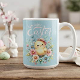 Vintage Pastelfrühlingsküken zu Ostern des Blumeng Kaffeetasse
