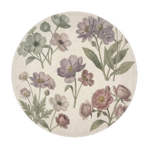 Vintage Pastell-Anemonen Rosen Sanfte Botanik Schneidebrett