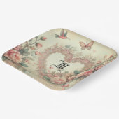 Vintage Pastell Aquarell Boho Florale Herzen Pappteller (Gewinkelt)