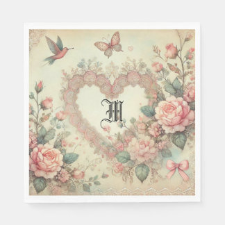 Vintage Pastell Aquarell Boho Florale Herzen Serviette