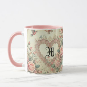 Vintage Pastell-Aquarell-Boho-Florale Herzen Tasse
