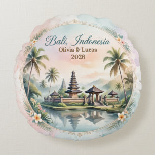 Vintage Pastell Bali Individuelles Paar Namens And Rundes Kissen