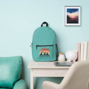 Vintage Pastell Berge rufen Monogramm Himmel Bedruckter Rucksack