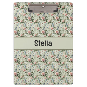 Vintage Pastell-Blumen Botanisches Muster Klemmbrett