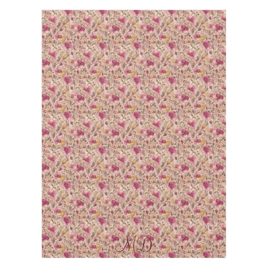 Vintage-Pastell-Blumengarten-Muster Tischdecke (Vorderseite)