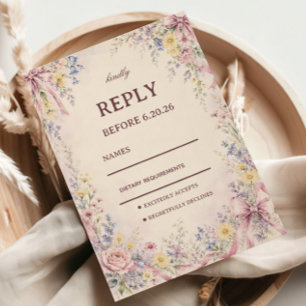 Vintage Pastell-Blumenmuster RSVP Karte